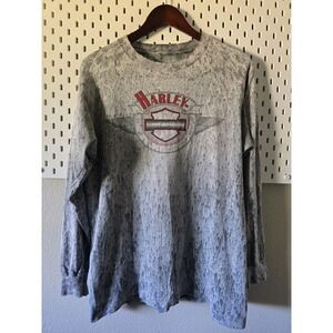 Vtg Harley Davidson Longsleeve Shirt Mens  Acid Mineral‎ Wash Single Stitch USA